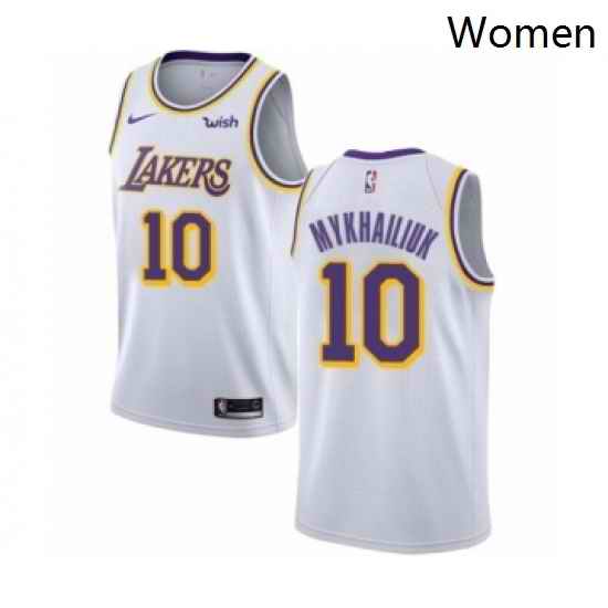 Womens Los Angeles Lakers 10 Sviatoslav Mykhailiuk Authentic White Basketball Jersey Association Edition
